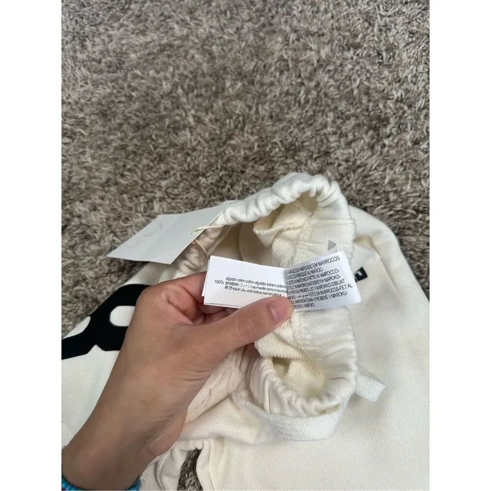 NWT zara baby toddler boy 3 years Raised Text jogger pull on sweatpants white